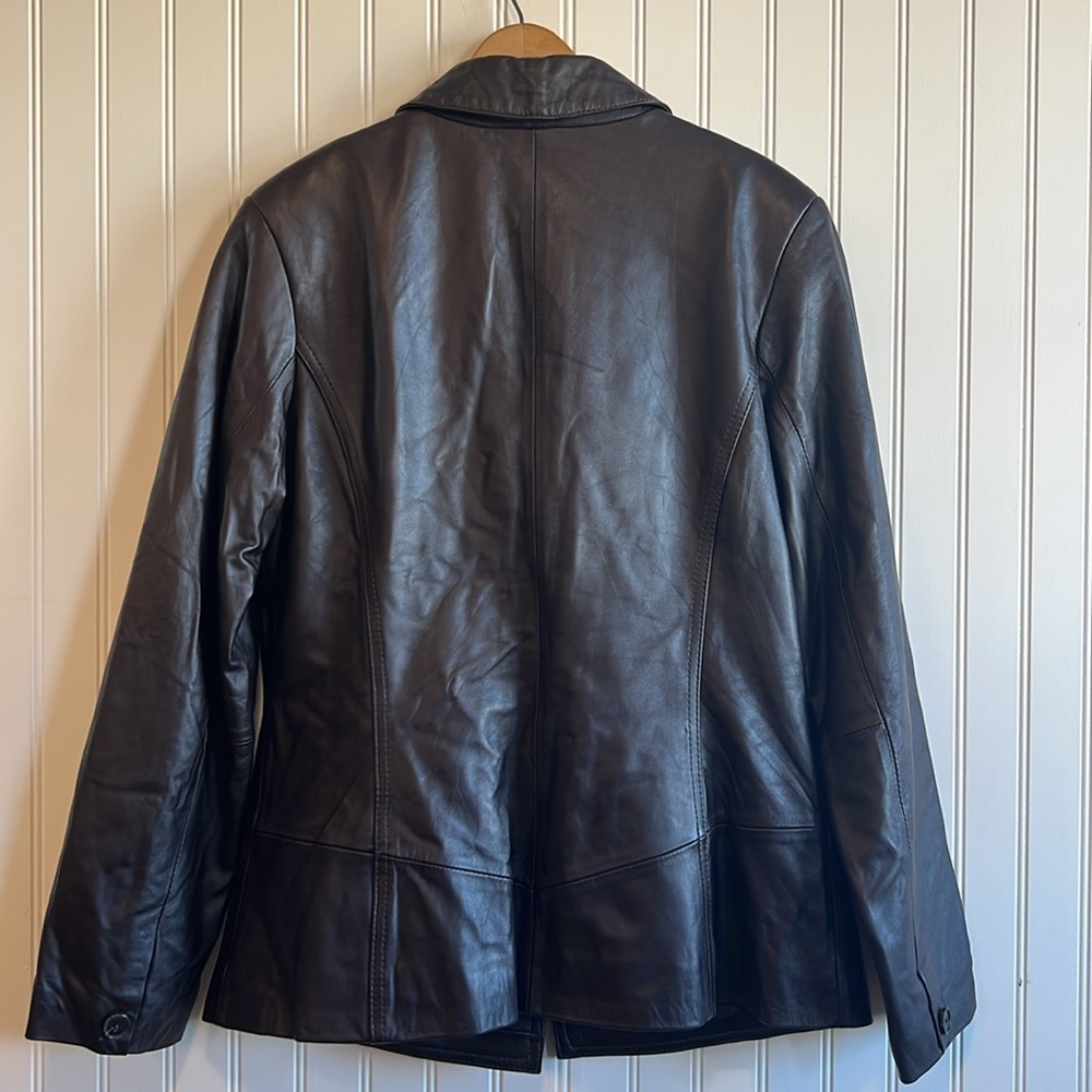 Jaclyn Smith Dark Leather Jacket buttery soft‎ women medium vintage - Picture 6 of 12